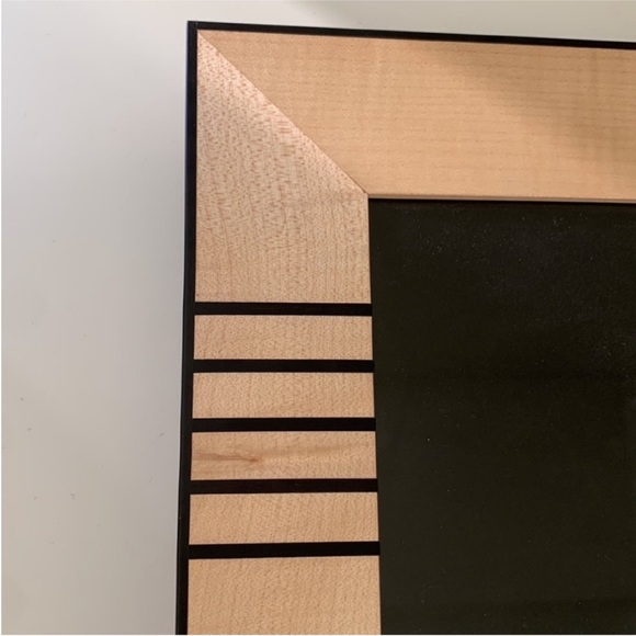 Erica Blond Grained Wood Black Geometric Trim 5 X 7" Modern Picture Frame - Picture 3 of 7